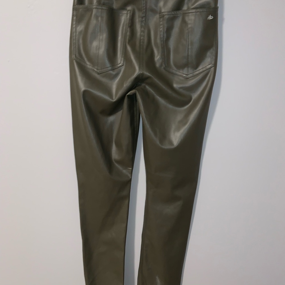 RAG & BONE ARMY GREEN NINA FAUX LEATHER PANTS MEDIUM - Picture 5 of 5